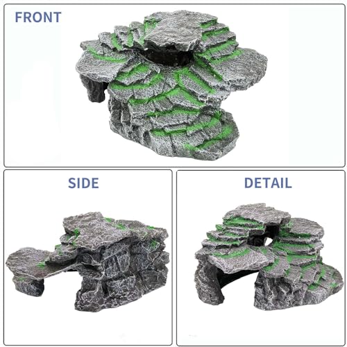 Moonorange Turtle Basking Platform Turtle Tank Decoration for Aquariums & Terrarium, Turtle, Lizard, Reptile Habitat Hideout (Black)