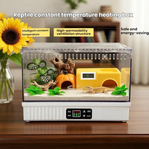 Smart Reptile Terrarium 11.8"x7.8"x10" with Thermostat | Leopard Gecko Tank, Heat/Cold Gradient, High Transparency Acrylic, Fast Heating Aluminum, Stackable for Snake/Lizard - color: White constant temperature feeding box