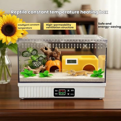 Smart Reptile Terrarium 11.8"x7.8"x10" with Thermostat | Leopard Gecko Tank, Heat/Cold Gradient, High Transparency Acrylic, Fast Heating Aluminum, Stackable for Snake/Lizard - color: White constant temperature feeding box