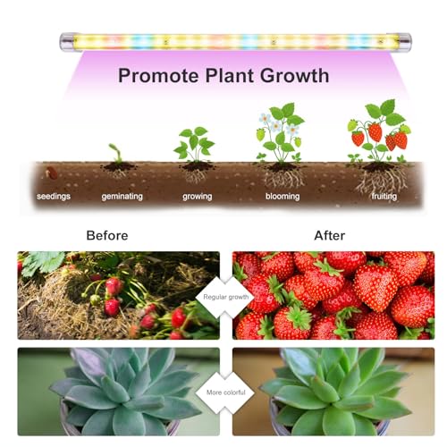 LED Plant Grow Lights Strips for Indoor Plants Full Spectrum with Auto ON & Off Timer, T5 Sunlike Grow Lights Bar Growing Lamps for Greenhouse Shelves Hydroponics Succulent, 4 Dimmable Levels - size: L/6pcs