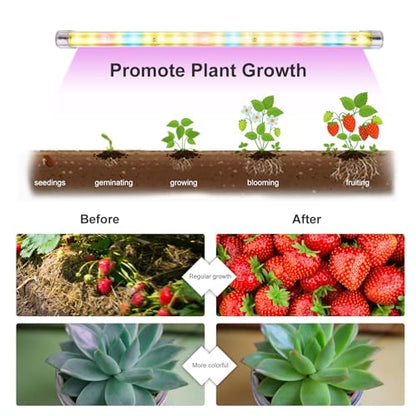 LED Grow Lights Strips for Indoor Plants with Auto ON & Off Timer, T5 Sunlike Full Spectrum Grow Lights Bar Growing Lamps for Greenhouse Shelves Hydroponics Succulent, 4 Dimmable Levels - size: M/4pcs