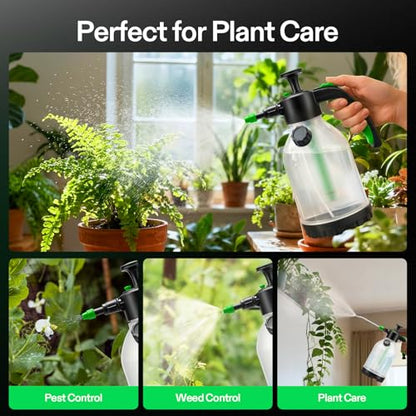 VIVOSUN 50oz Pump Sprayer, Portable Water Spray Bottle for Spraying Plants, Flowers, Weeds and Cleaning, Hand Pump with Side Filling Port, Measuring Cup, Adjustable Nozzles - size: 50oz