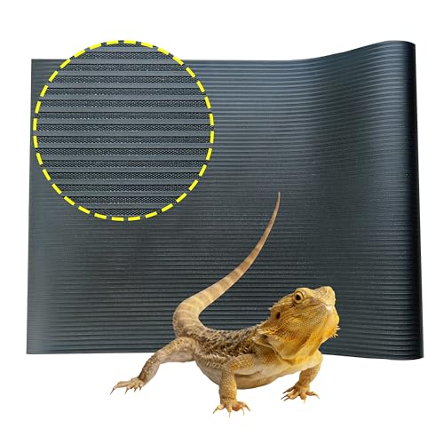 Arbitrary Cutting Terrarium Reptile Carpet, Reptile Mat, Bearded Dragon Tank Accessories Flooring, Bearded Dragon, Leopard Gecko Substrate, Snake,Tortoise Bedding Black 17.5“× 79”