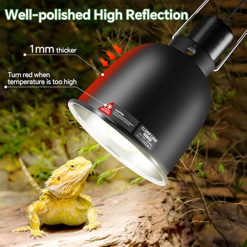 5.5 inch Reptile Heat Lamp Fixture with Thermostat and Timer,Reptile Light Fixture with 100W Ceramic Heat Emitter, PID Temperature Controller for UVB Lights, Basking Bulbs and Terrariums - size: 5.5 inch with CHE Bulb