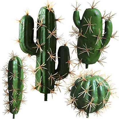 FagusHome Artificial Cactus Decor Faux Cactus Plant Fake Succulents Plants Artificial Cacti 4 Pieces Unpotted Indoor Home Décor Fake Cactus Stems
