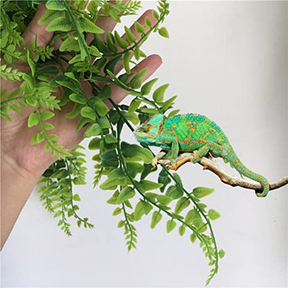 1PC Reptile Plants Bendable Climbing Fake Vine Pet Habitat Decorations Leaves Hanging Silk Terrarium Plant with Suction Cup for Bearded Dragons Lizards (1PC) (JGSC-0SC)