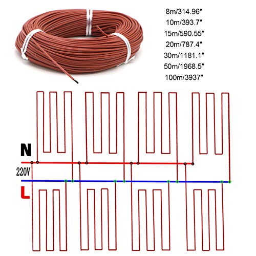 98-Feet 220V Floor Heating Cable 12K Carbon Fiber Heating Wire Electric Radiant for Warm Floor Green House - size: 98-Feet