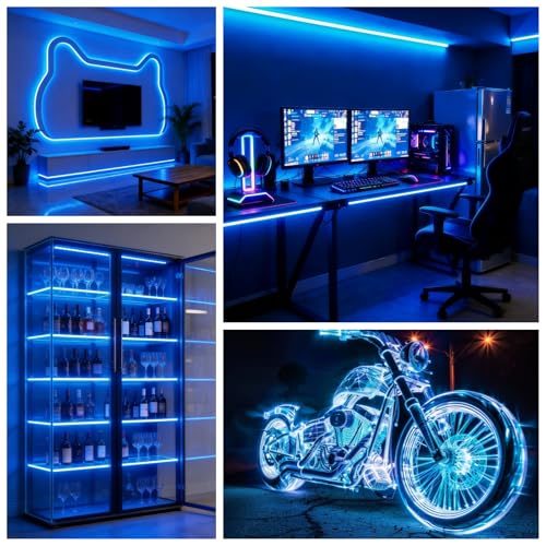 ULVYNTEX Ultra-Narrow 3mm USB COB LED Strip Lights Self-Adhesive, for Kitchen Cabinets, Bedroom, Gaming Desk (Blue, 6ft) - color: Blue, size: 6ft