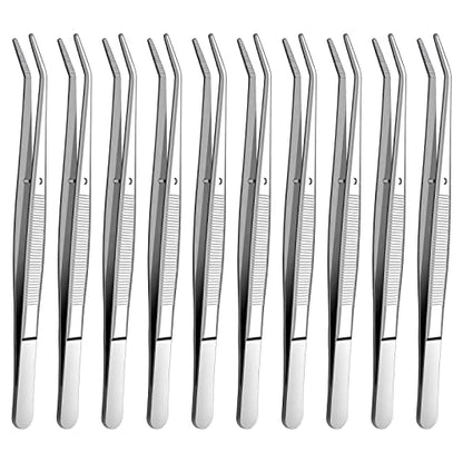 Stainless Steel Tweezers, with Curved Serrated Tip Multipurpose Sewing Machine Tweezers Forceps for Craft Repairing (10PCS) - size: 10 Pcs set