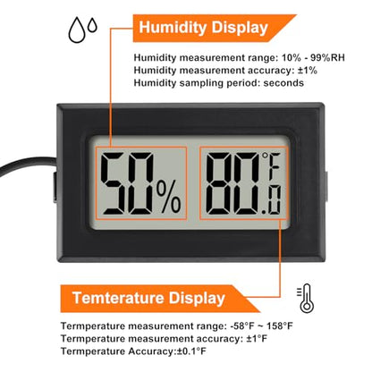 1Pcs Mini Digital Thermometer Hygrometer Gauge with Probe Sensor LCD Display Meter Indoor Temperature Humidity Fahrenheit Meter for Incubator Reptile Plant Tank Garden ℉ - size: 1 pcs