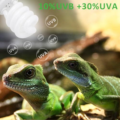 Aiicioo UVB Reptile Light 10.0 23W Desert UVB Spiral Compact Fluorescent Lamp UVB Reptile Light Bulb Tropical and Sub-Tropical UVB Bulb for Reptiles - size: UVB 10.0 23W