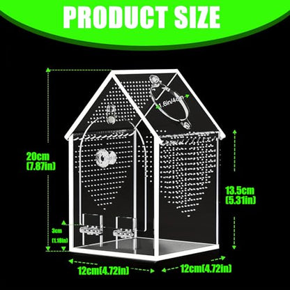 Clear Acrylic Reptiles Habitat Box with Ventilation Holes 12x12x20cm Reptiles Terrarium for Pets and Educational Use Comprehensive Fly Container