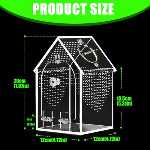 Clear Acrylic Reptiles Terrarium Breading Box with Removable Top Lid Ventilation Hole 12x12x20cm for Science Experiment Clear Herpeton Enclosure