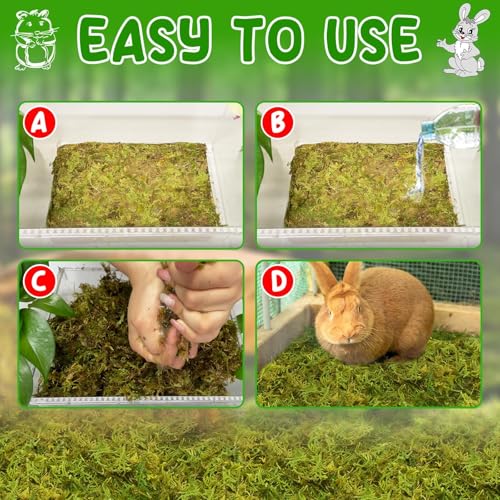 Halatool 25QT Hamster Moss for Bedding Nesting Hideout, 100% Natural Moss for Rabbits Squirrels Hamsters Guinea Pigs, Small Animals Cage Accessories Terrariums Reptiles Plants - size: 1.1lb/25qt