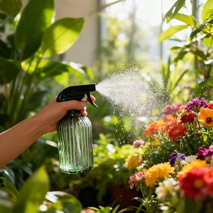YYTSGG Glass Handheld Spray Bottle, 13.5oz Refillable Water Spray Bottle, Reusable Adjustable Nozzle Plant Mister Spray Bottles Indoor, Plant Mister for Hair, Cleaning, Gardening, Pets Care (Green) - color: Green