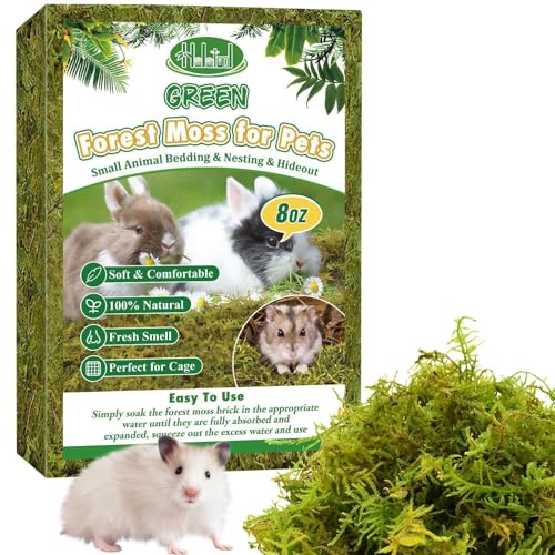Halatool 12QT Small Animals Bedding & Nesting Material, Forest Moss for Odor Control Rabbits Squirrels Hamsters Guinea Pigs, Soft & Safe for Small Animals Cages Terrariums Reptiles Plants - size: 8oz/12qt