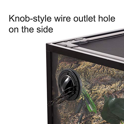 REPTI ZOO 34 Gallon Large Reptile Glass Terrarium Tank with Foam Backgrounds,Double Hinge Door with Screen Ventilation Reptile Terrarium 24" x 18" x 18"(Knock-Down)