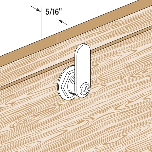 Prime-Line U 9941 Diecast Drawer and Cabinet Lock, 3 Cams, Trim Collar, 2 Washers, 2 Keys and Fasteners, 5/8” Length for 5/16” Max Panel Thickness, Stainless Steel (Set of 1)
