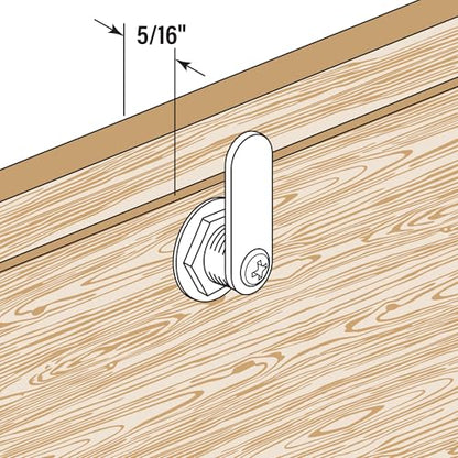 Prime-Line U 9941 Diecast Drawer and Cabinet Lock, 3 Cams, Trim Collar, 2 Washers, 2 Keys and Fasteners, 5/8” Length for 5/16” Max Panel Thickness, Stainless Steel (Set of 1)