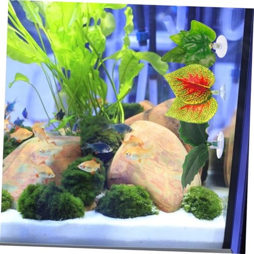 YARNOW 4pcs Artificial Reptile Plant Ornament with Suction Cup, Simulation Plastic Aquarium Plants Decoration for Fish Tank and Terrarium Habitat