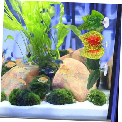 YARNOW 4pcs Artificial Reptile Plant Ornament with Suction Cup, Simulation Plastic Aquarium Plants Decoration for Fish Tank and Terrarium Habitat