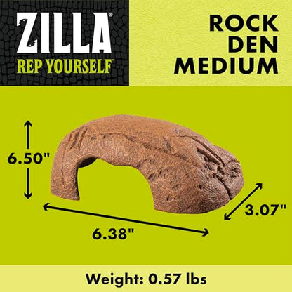 Zilla Rock Den, Naturalistic Rock Décor, Ideal Hideaway for Snakes, Skinks, Geckos, Bearded Dragons, Medium - size: Medium