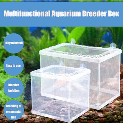MY MIRONEY 6.3" x 5.63" x 6.22" Fish Incubator Mesh Box Aquarium Breeder Box White Nylon Mesh Juvenile Fish Separation Net Fry Hatchery with Suction Cups Pack of 2 - style: 6.3" x 5.63" x 6.22"; White; without Divider