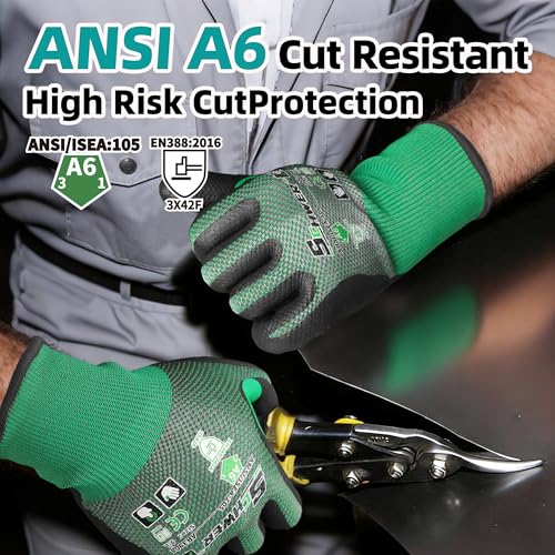 Schwer AIR-SKIN ANSI A6 Cut Resistant Gloves, AR3908 Cut Proof Glove, Ultra Thin Cutting Glove with Reinforced Thumb, Non-PFAS, Wire & Fiberglass Free, Work Glove for Mechanics, M, 6 Pairs - size: Medium, style: 6 Pairs