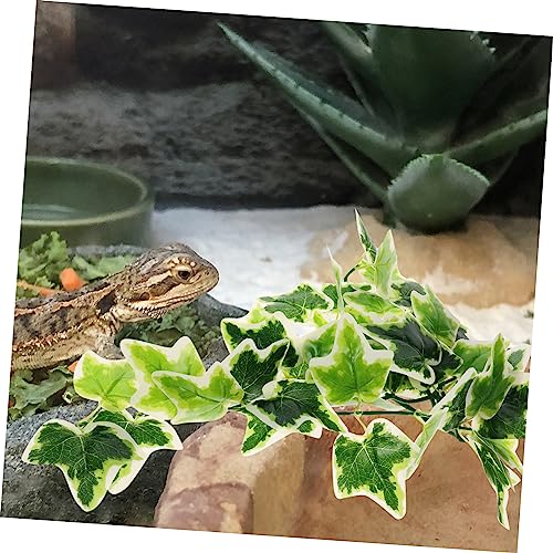 Artificial Hanging Plants for Reptile Habitats Durable Plastic Leaf Decoration with Suction Cup for Terrariums Aquariums and Bird Cages Lifelike Vines for Lizards Snakes and Frogs