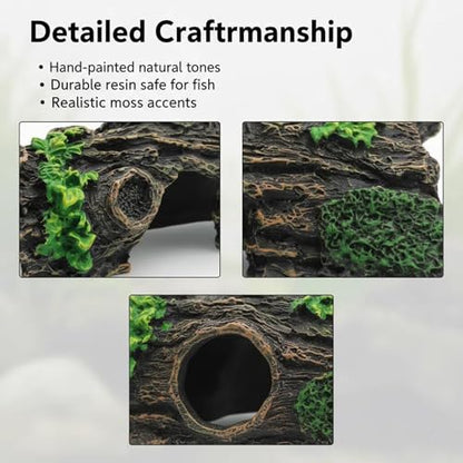 Aquarium Resin Hollow Tree Trunk Betta Log Aquarium Decorations Ornament Fish House Cave Wood House Decor for Fish Tank, Medium - size: Medium