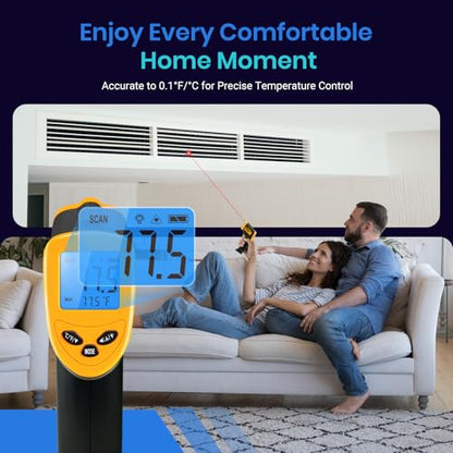 Etekcity Infrared Thermometer Laser Temperature Gun, -58°F to 1130°F | Adjustable Emissivity, MAX Display, Pizza Oven, BBQ, Meat, Candy, HVAC, Refrigerator, Non-Contact Temperature Measurement - color: Laser Yellow, style: Advanced
