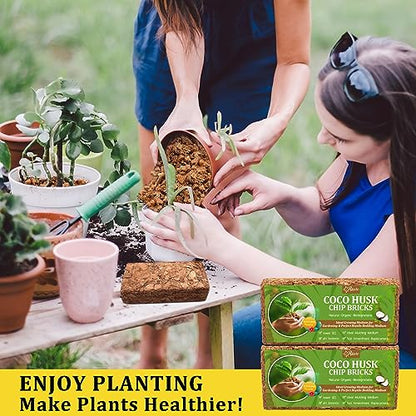Riare 6 Pack Coco Chips Substrate for Plants- 6.6lb 100% Organic Coconut Husk Brick with Low EC and pH Balanced, High Expansion Coconut Substrate Coco Husk Mulch for Garden Flowers, Herbs, Planting - color: 6 Pack