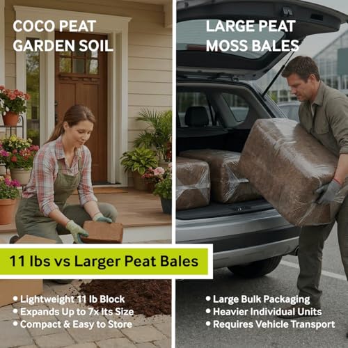 PlantBest Coco Garden Soil 11 lb. Compressed Coconut Coir Block – Expands to 19.8 Gallons, Peat-Free Growing Medium for Gardening and Hydroponics