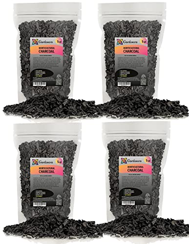 Premium Horticultural Charcoal for Indoor Plants - 20 Quart - Black Diamond Soil Amendment for Orchids, Terrariums, and Gardening by Gardenera [4 Bags of 5 Quart] - size: 20 QUART