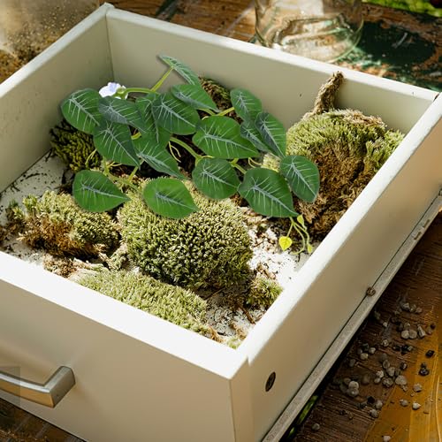 BESPORTBLE Reptile Terrarium Plants Fake Vines with Suction Cup Hanging Leaves Artificial Environment Decorations for Turtle and Lizard Tank