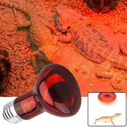 Aiicioo Reptile Red Light Bulb - Reptile Heat Lamp Bulb Infrared Basking Spot Lamp for Bearded Dragon Lizard Turtle Hermit Crab Leopard Gecko Snake Chameleon 50W - color: ['Red'], size: ['50W']