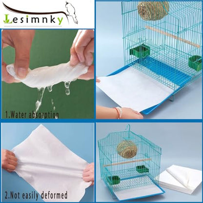 120 Pieces Bird Cage Liners-11'' X 17''Disposable Non-Woven Bird Cage Paper Liners Precut Absorbent Fecal Tray Cages Cushion Pad Mat Cuttable Pet Animal Cages Cushion for Parrot (White)