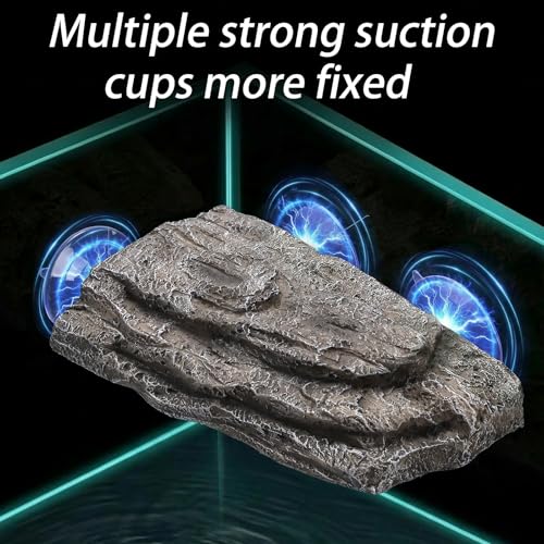 ZENFUN Turtle Basking Platform, Tank Aquarium Tortoise Climbing Platform with 3 Suction Cups, Simulation Rock Resting Terrace, Turtle Tank Accessories for Baby Tortoise, Terrapins, Frogs