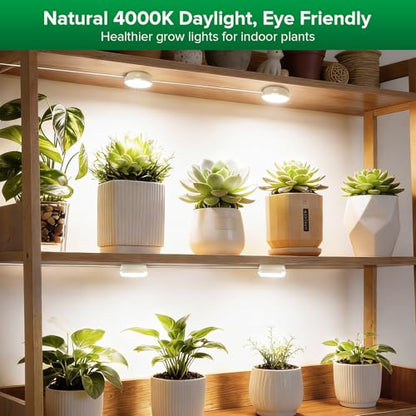 SANSI LED Grow Lights for Indoor Plants, Lifetime Free Bulb Replacement, 300W Full Spectrum+20W(5W*4) Puck Grow Lights for Indoor Plants
