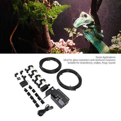Asixxsix Reptile Mister Automatic with Timer, Reptile Humidifiers Smart Misting System with Misting Nozzles, Spray Kit for Rainforest Plants Amphibian, Reptile Misting System (US)