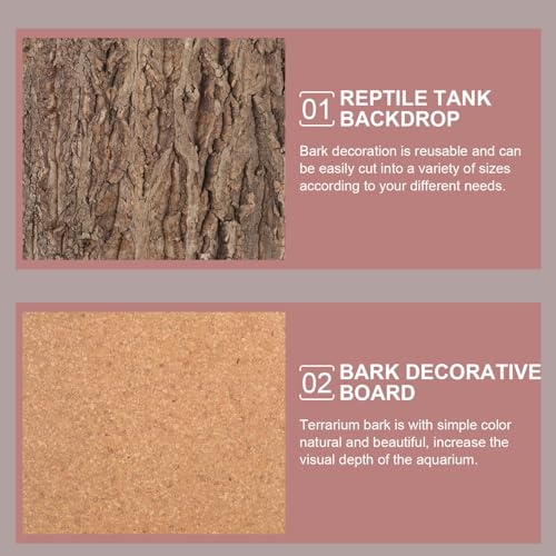 BESPORTBLE Cork Terrarium Background Natural Reptile Bark Backdrop for Climbing Lizard Habitat Decor for Bearded Dragons and Other Reptiles Aquarium Landscaping