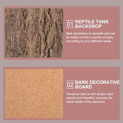 BESPORTBLE Cork Terrarium Background Natural Reptile Bark Backdrop for Climbing Lizard Habitat Decor for Bearded Dragons and Other Reptiles Aquarium Landscaping