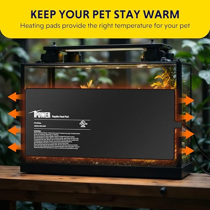 iPower 2-Pack 8 by 18-Inch Reptile Heating Pad Terrarium Heater Under Tank Heat Mat for Small Animals - color: Black/2 Pack Heat Pad, size: 8" x 18"