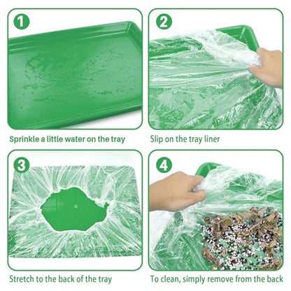 RAINFLOW Disposable Bird Cage Liner - 40PCS Elastic Plastic Small Animal Cage Liners Waterproof Easy to Clean Leakproof for Portable Birdcage Litter Box Liners for Parakeet Hedgehog Hamster (14x9.8in)