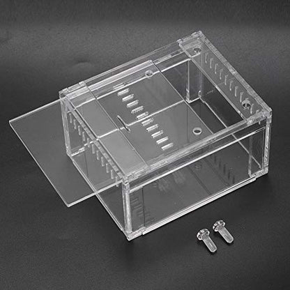 Zerodis Reptiles Terrarium, Acrylic Transparent Breeding Box with Upper Screw Anti Escape Design, for Snakes Turtles Insects Pets