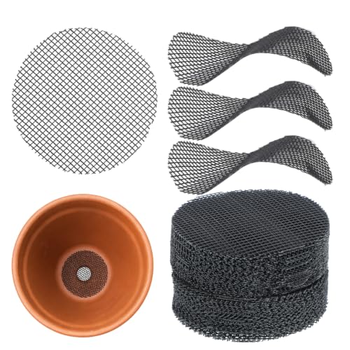 200 Pcs Plant Pots Hole Mesh Pad Round Potting Mat Flower Pot Bonsai | Mesh Bonsai, Bottom Grid Mat Screen Cover Pad, Substrate Barrier Meshes, for Plant Terrarium Potting Mats, Prevent Soil Loss