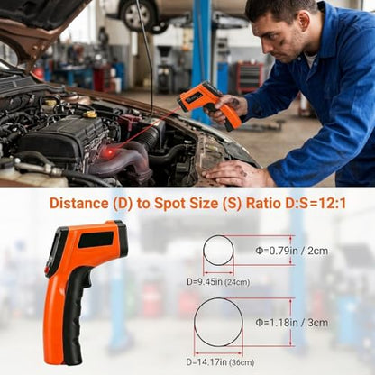 Digital Infrared Thermometer Gun -58°F to 1112°F, Non Contact Infrared Thermometer Laser Temperature Gun for Cooking, BBQ, Pizza Oven, Griddle, HVAC,Instant-Read with Backlit Display (Not for Human)