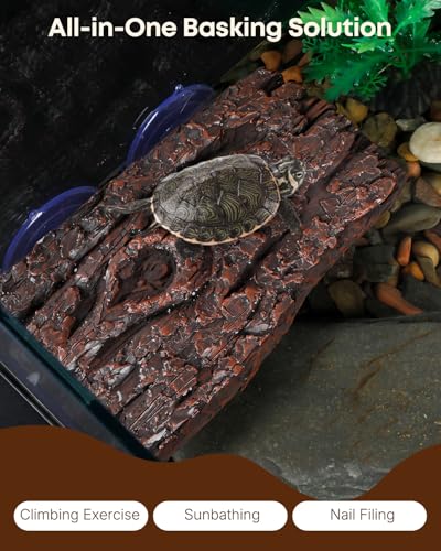 Pawfly Turtle Basking Platform — Resin Dock with 3 Suction Cups for Aquatic Turtles, Frogs, Turtle Tank Accessory