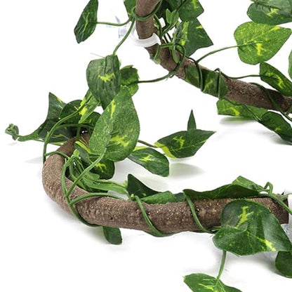 Lizard Climbing Jungle Vines, Flexible Reptile Leaves with Suction Cups Tool Decor for Gecko, Snakes and Bearded Dragon (Rattan + Green Radish Leaves) - size: Rattan + green radish leaves