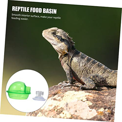 FOMIYES 4pcs Magnetic Reptile Food Feeder Hanging Gecko Feeder Suction Cup Easy Clean Turtle Feeding Tray